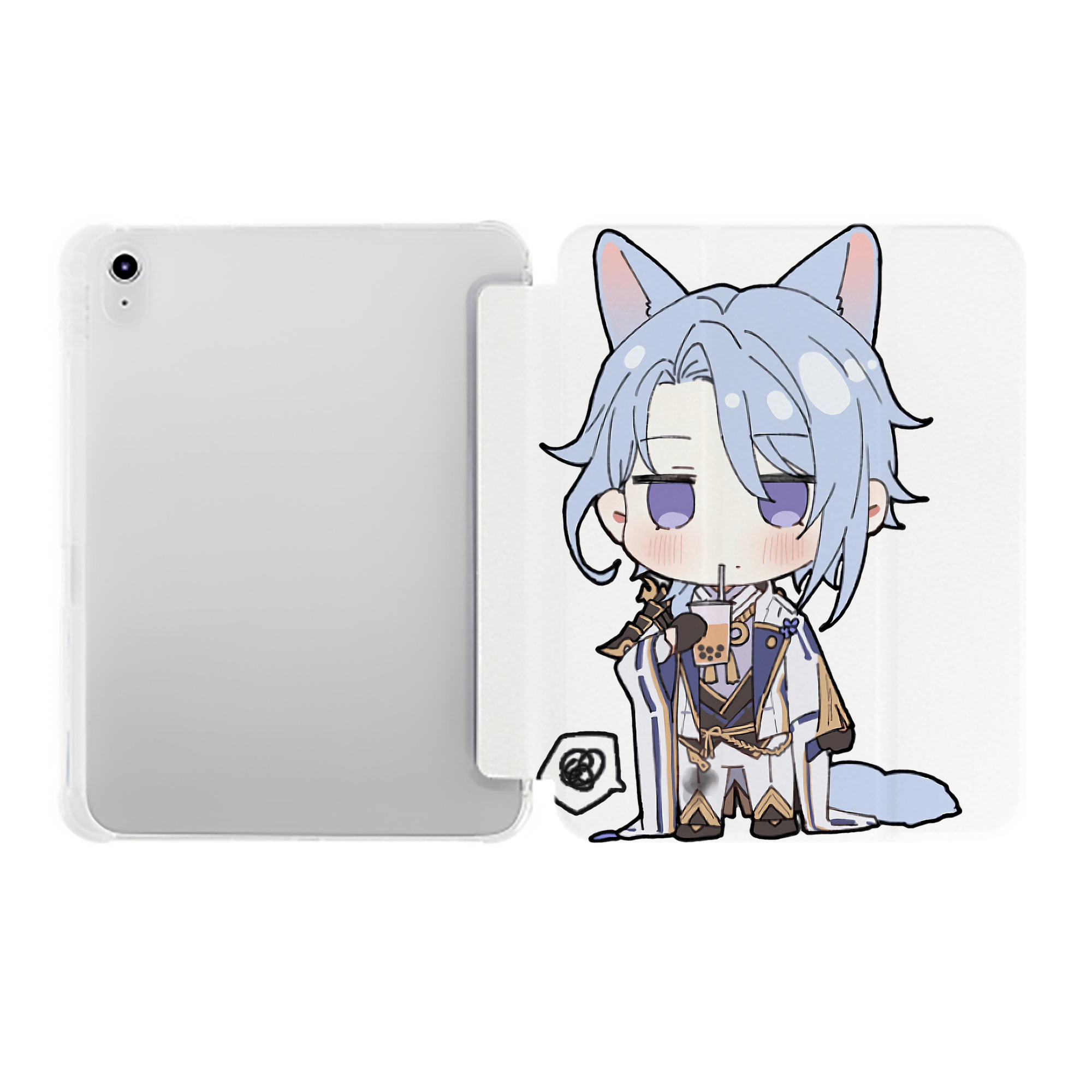 げんし神 神里綾人 かみさとあやと genshin Kamisato Ayato IPad ケース ペン収納付き 三つ折りスタンド PUレザー×シリコン 対応機種9.5/10.5/10.9インチ